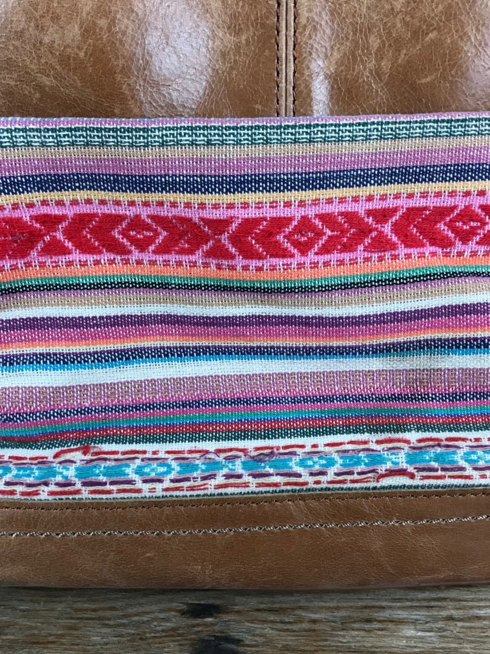 The Sak Brown Leather Boho Crossbody Woven Colorful Bag Purse Hippie - Picture 7 of 15